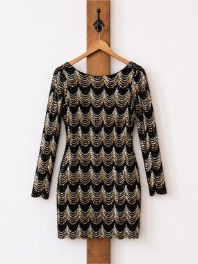 charlotte russe black and gold dress Sequined mini dress